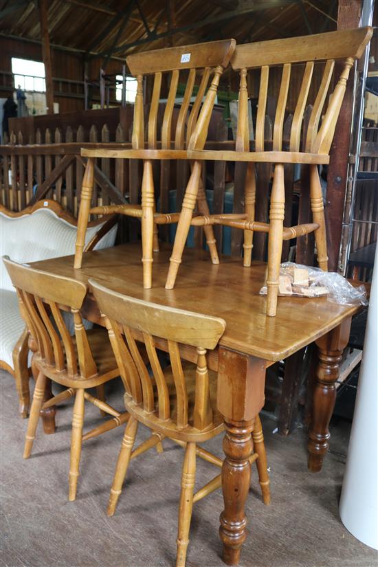 Pine dining table & 4 chairs